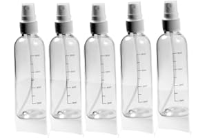 CONSTEFIRE Bote spray pulverizador transparente,5PCS botellas spray de 100ML, atomizador para perfume plástico PET botellas de viaje vacías con niebla fina recargable botella spray para perfume, tónico, alcohol