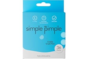 Simple Pimple Parches para granos Invisibles - 4 Ingredientes, Hidrocoloide, Ácido Salicílico, Árbol de Té y Centella Asiática | Pimple patches 8 Horas de acción. 36 Acne Patches.