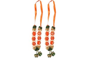 ADITRI CREATION Set of 2 Orange Artificial Flowers Ribbon Garland Haar Mala for Idol-Mala for God, Pooja Sringar Articles Ornament (Size 7.5")