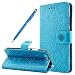 Produktbild Fraelc® Huawei P10 Hülle Premium Kunstleder Tasche im Bookstyle Klapphülle mit Weiche Silikon Handyhalter Lederhülle für Huawei P10 Indische Sonne Design Brieftasche - Blau