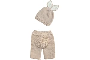 IMEKIS Neugeborenes Baby Mädchen Jungen Fotoshooting Häkeln Stricken Kostüm 1. Ostern Geschenk Niedlichen Hase Kaninchen Hut Short Karotten Säugling Fotografie Requisiten Strickmütze Outfit 0-3 Monate