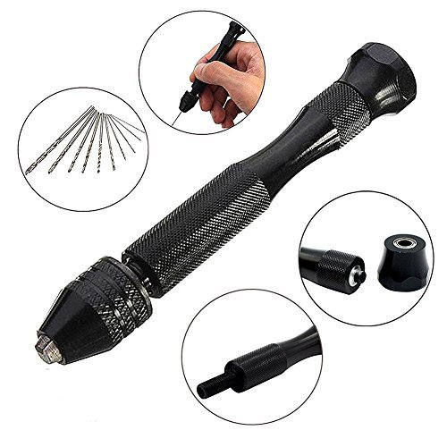 Mini Bohrmaschine, NLEADER 11-teilig Bohrer Set Handbohrmaschine + 10 Spiralbohrer Bohrer ,für die Schmucksachen Walnut Hand Bohren Loch Carving