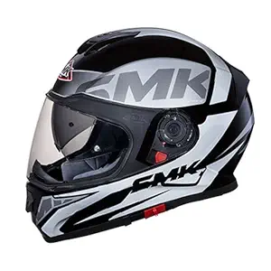 SMK MA261 Twister Logo Graphics Pinlock Fitted Full Face Helmet With Clear Visor (Matt Black, Grey and White, L)
