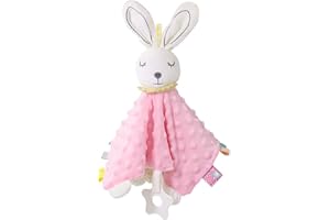 Inchant Baby Comforters Blanket Soft Touch Tag Blankets Comforter Toy with Taggies Bunny Comfort Blanket for Newborn Baby Girls Boys Best Gifts, Pink