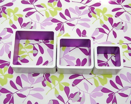 3er Set Lounge Cube Regal Design Retro 70er Wandregal Hängeregal in Weiß Lila - 4