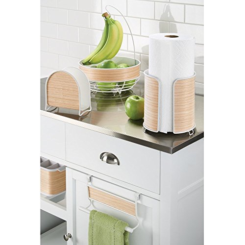 InterDesign 90270EU RealWood Obstschale mit Bananenhalter für die Küche, Edelstahl, weiß/helles Holz, 24.7 x 25.3 x 34.1 cm - 4