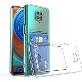 Lavderuar Xiaomi Redmi Note 9 Pro İle Uyumlu Y&uuml;ksek Kalite &Ouml;zel Kartlıklı Şeffaf Telefon Kılıfı &ndash; Arka Cepli C&uuml;zdanlı Silikon