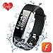 Produktbild Fitness Trackers Armband Uhr mit Pulsmesser,Wasserdicht Fitness Tracker Aktivitätstracker Pulsuhren Bluetooth Smart ArmbandUhr Schrittzähler mit Schlafmonitor Kalorienzähler Vibrationsalarm Anruf SMS Whatsapp Beachten kompatibel mit iPhone Android Handy