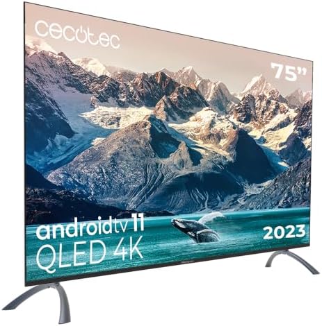 Cecotec Televisore QLED 75" Smart TV Serie V2 VQU20075S. 4K UHD, Android 11, Design senza cornice, MEMC, Dolby Vision e Dolby Atmos, HDR10, Wide Color Gamut, 2 Altoparlanti da 10W, 2023.