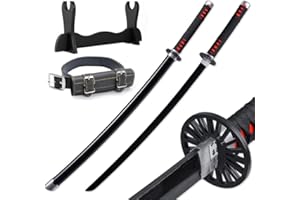 Udekit Anime Ninja Spada di bambù Katana Guerriero Arma–40pollici(104 cm),con Cintura e Supporto,per Halloween,Festa a Tema Carnevale Festa in Maschera Cosplay