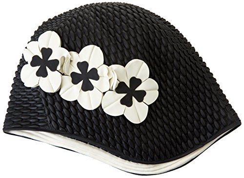 Fashy - Gorro de baño de Goma para Mujer (Relleno de Aire) Negro Negro