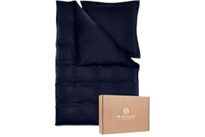 Magano® Luksusowa pościel 200 x 200 cm, niebieska, bambus i bawełniana satyna, jakość premium 400 TC, hipoalergiczna i regulująca klimat, poszewka na kołdrę 200 x 200 cm + (2 x poszewki na poduszkę 80