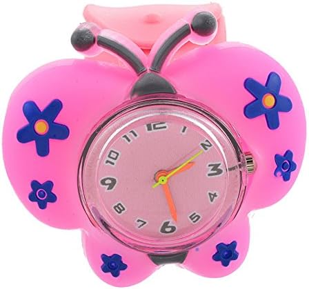 Homim Kids Children Cartoon Quartz Watch Cute Butterfly Dial Slap Wrist Watch(Pink)