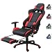 Produktbild Delman Racing Bürostuhl Gaming Chair Schreibtischstuhl Drehstuhl Sportsitz Ergonomischer PU Leder Höhenverstellbar mit Armlehnen mit Fußablage Fußstütze 02-1004 (Schwarz-RD-FR)