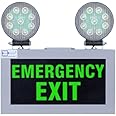 BlueBeems Green LED Sign Board with Halogen Light – EMERGENCY EXIT I Ultra Brightness Wall Mounting Unbreakable PC Sheet Boards MS Box for Hotel Home Restaurant Mall Hospital Bank Office – 32X32X8 CM