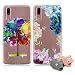 Produktbild 2X Handy Silikonhülle für Huawei P20 Pro, Stoßfest Schutz Tasche Weich TPU Gel Bumper Etui Dünn Cover Case (Baum Blume) Kratzfest Anti Fingerabdruck, mit 2 Tier Kable