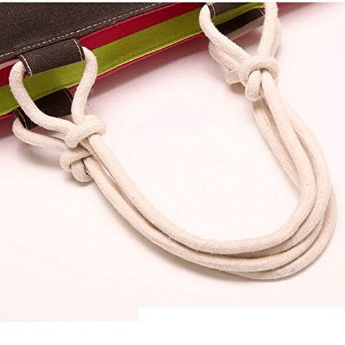 Sommer Leinwand Shopper Gestreift Regenbogen Candy Prints Strand Handtasche - 5
