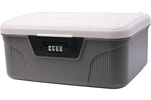 Toolzia 4-Digital Code Lockable Storage Box, Hygienic Medication Storage Organizer Household Security Stash Box Lightweight Storage Container For Home, Office, School - Grey