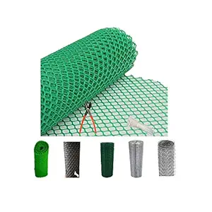 MESH Planet Garden Fencing Net_Tree Guard Net_Bird Net PVC Virgin HDPE 3.3 Feet Height x 5 Feet Length UV Stabilized Heavy 800GSM Anti Bird Net Green Color with 1 Cutter 50 PVC Tags Model NO:1