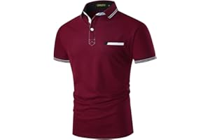 GNRSPTY Men's Short Sleeve Polo Shirts Classic Contrast Color Thread Slim Fit Cotton Golf Tennis T-Shirt