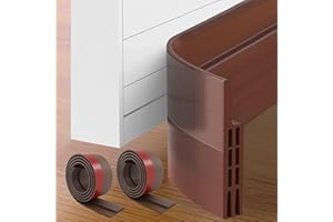 HEQUN 2 Confezioni di Guarnizione Autoadesiva per Porta Esterna, Striscia per Evitare Entrata dell'Aria Fredda/Rumore/Polvere/Woodlice (Marrone, 100 * 5 cm, 2 Rotoli)