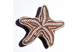 Pilgrims Fair Trade Starfish Seaside Shaped Indian Hand Carved Wooden Printing Block Stamp
