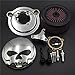 Produktbild HTT Motorrad-Luftfilter-Kit, Chrom, Totenkopf mit schwarzen Augen, Lufteinlass, Filter-System-Set für Harley Davidson ab 2007, XL Sportster 1200 Nightster 883 XL883 Low Xl1200L Seventy Two Forty Eight