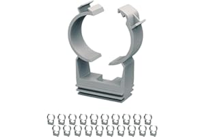 INSPIREPRO 20 Abrazaderas de 22-25mm para tubos de plástico y cobre universal. Color Gris. Grapa, Brida para instalaciones de superficie, electricidad y fontanería, 20unidades de 25mm