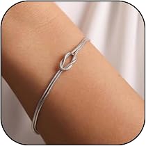 HESHS Bracciale Da Donna in Argento 925 Bracciale Alla Moda Con Treccia Metallica Color Argento Color Italia Braccialetti A Spina Di Pesce Intrecciati in Oro Placcato Tricolore,17cm
