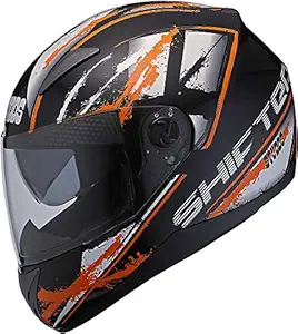 Studds SHIFTER D5 Decor Full Face Helmet (Black and Orange, Large)