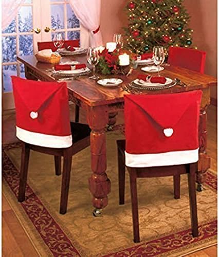 Hidas Santa Claus Clause Hat Chair Covers Set of 8 Decor Christmas Holiday Festive Brand New