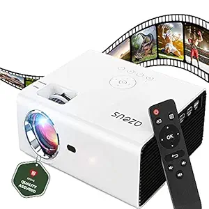 Azeus 6000Lux 200'' Large Screen Video Projector for Family Home Theater, 2xUSB, 2xHDMI Movie Projector for VGA, USB, Laptop, Smart Phone, TV Stick
