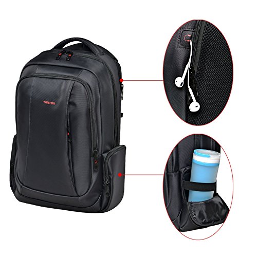 Slotra Laptop Rucksack 12,1-15,6 Zoll Business Damen Herren Schwarz Wasserdicht Diebstahlschutz,49*17*33cm - 5