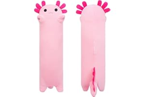 SNOWOLF Cojín Largo de Peluche de Axolotl de Peluche de Juguete Suave Kawaii de Peluche, Adorable Abrazo, cojín para niños (50 cm, Rosa)