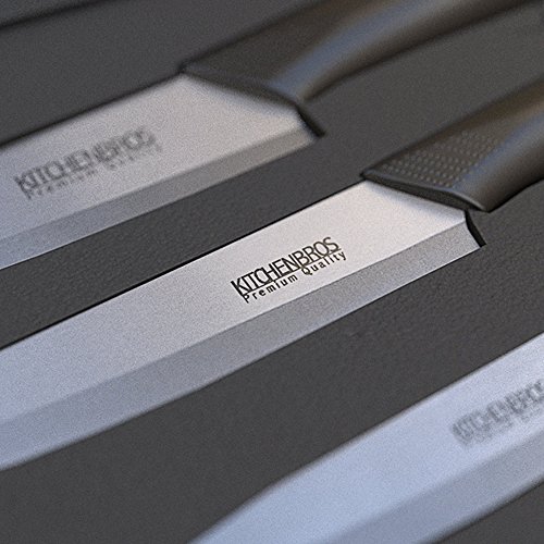 KITCHENBROS Edles Keramikmesser Küchenmesser Set – Messerset in edler Box inkl. Klingenschutz Schwarz(3-teilig) - 4
