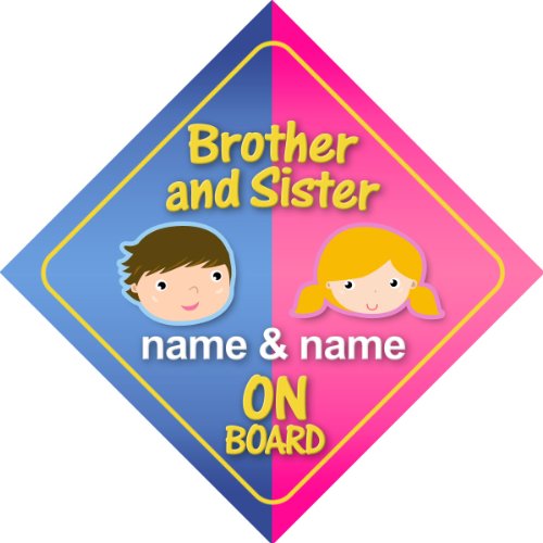 Brother And Sister On Board Personalised Car Sign New Baby / Child Gift / Present
