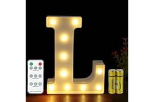 HONPHIER® Letter Lights Decorative LED Alphabet Lights Remote Control Marquee Decoration Light Up Sign Battery Operated for Birthday Party Wedding Receptions Holiday Bar Home Bedroom Bath Decor (L)
