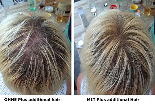 Plus additional hair Haarauffüller für Männer & Frauen – mit Soforteffekt – 25 g – gegen Teilglatze – verschiedene Farben – Haarverdichtung (schwarz) - 3
