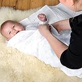 Emma & Noah Baby Pucktuch, kuschelig weich und beruhigend für Schreibabys, 120 x 120 cm, 100% Baumwolle, Weiß mit Hasen-Motiv, ideal als Puckdecke, Swaddle Blanket, Wickeltuch, Puckhilfe, Swaddle Wrap - 5