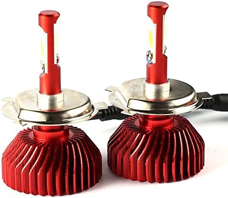 Red H4 LED Headlight HB2 9003 Headlamp Car Crystal Night Clear all-in-one LED implementation headlamps 30W 3600LM with PHILIPS Chips low light degradation socket H4 HB2 9003 6000K White bulb kit [2 Yr Warranty]