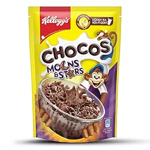 Kelloggs Chocos Moons & Stars, with Whole Grain, Source of Fibre, High in Calcium & Protein, with 10 Essential Vitamins & Minerals, Breakfast Cereals, 375g Pack