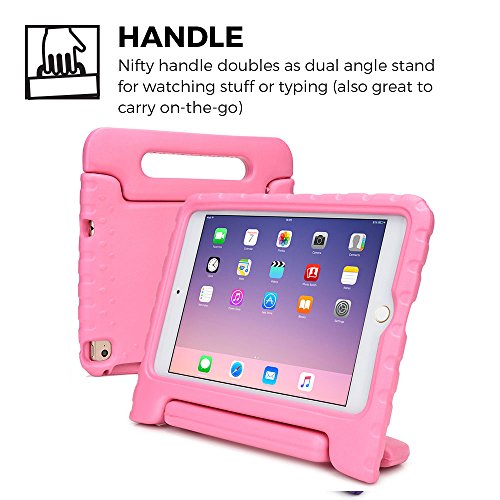 iPad Mini 4 hülle fur kinder, COOPER DYNAMO Beanspruchbare, strapazeirfähige, robuste, gepolsterte Hartschalenhülle mit integriertem Griff, Standfunktion & durchsichtigem Displaysschutz (Pink) - 5