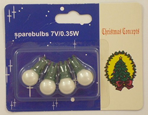 MRS CHRISTMAS 4 White Push In Spare Bulbs for 140 Berry Light Set 7v 0.35w