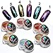 Mirror Chrome Chameleon Nail Pigment 1 Pot By CRYSTALUM® - Colour Changing Magic Nail Polish - Different Iridescent Look On Each Nail Colour - Suitable For Home / Professional Manicure & Pedicure - 1g Pack (6)