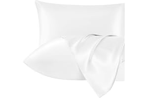 LAZZARO HOME FEEL THE DIFFERENCE Lazzaro Home Satin Silk Pillowcases For Hair And Skin 2 Pack Pillow Cases with Envelope Closure Pillowcase Size 50 x 75 cm (White, 2pcs Pillowcases (50x75cm))