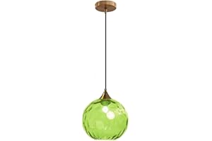 EUONE_CLOTHES Lampadario a Sospensione a Sfera in Vetro Ondulato con Finitura Oro Lampada a Sospensione a Soffitto Industriale Vintage E27 Per Sala da pranzo Cucina - Verde chiaro
