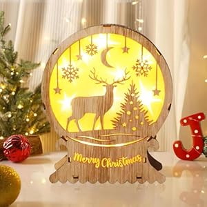 Decoración Navideña Iluminada de Madera