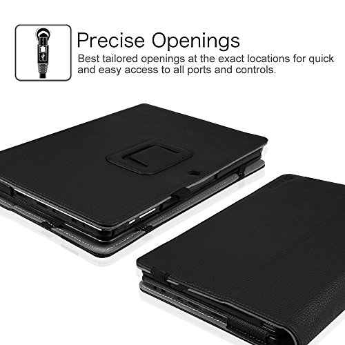 Fintie Trekstor SurfTab duo W1 Hülle Case – Slim Fit Folio Premium Kunstleder Tastatur Ständer Schutzhülle Cover Tasche mit Ständerfunktion für Trekstor SurfTab duo W1 Volks-Tablet WiFi / LTE 25,7 cm (10,1 Zoll), Schwarz - 6