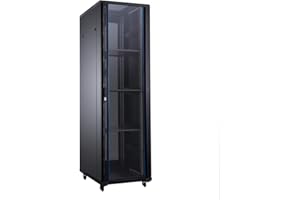 Aiten Data Armario Rack Suelo 19" 42U 800 x 800 x 2060 mm Montado con Accesorios: 2 Bandejas Fijas, 4 Ventiladores 120 mm, 1 PDU con 8 Puertos de 1U, Patas, Ruedas y Llaves