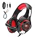 Produktbild Mengshen Gaming Headset FüR PC/Laptop/Smartphones/iPad/iPhone/PS4/Xbox One - Mit Mikrofon, LautstäRkeregler, Coolen Led-Leuchten Und Weichen Earpads - GM1 Red